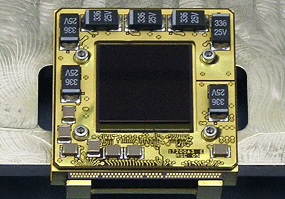 Teledyne’s visible and infrared H1RG focal plane arrays (one shown above) enable the Orbiting Carbon Observatory-2 (OCO-2) to make precise measurements of CO<sub>2</sub> in the Earth’s atmosphere.  