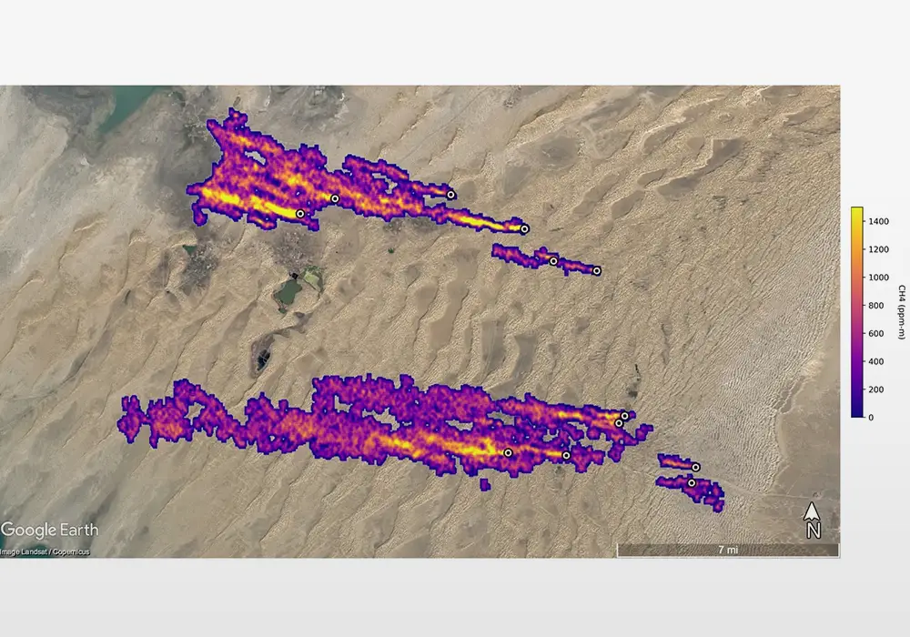 Oil and gas infrastructure East of Hazar, Turkmenistan - 20-mile long plume - 110,000 pounds per hour